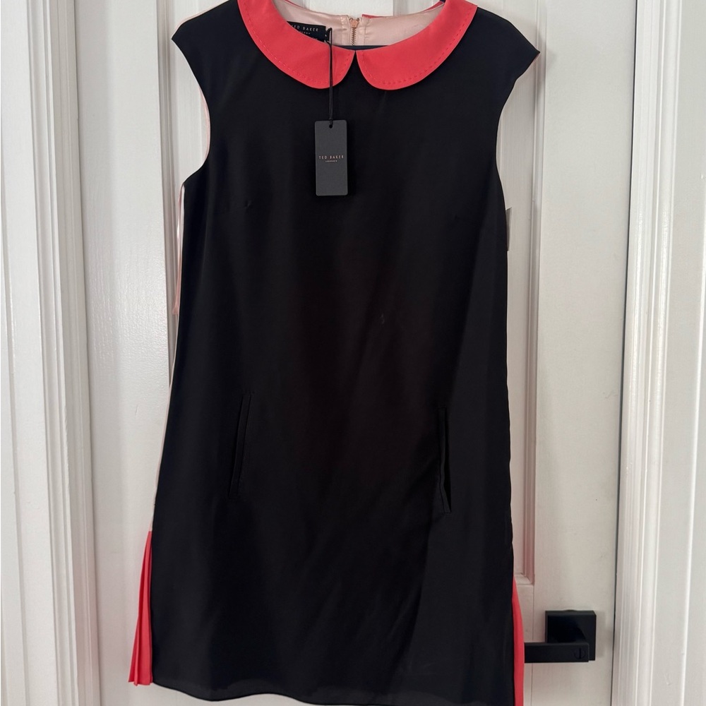 Ted Baker Dress, 2 pockets in front, back is light pink with darker pink pleats